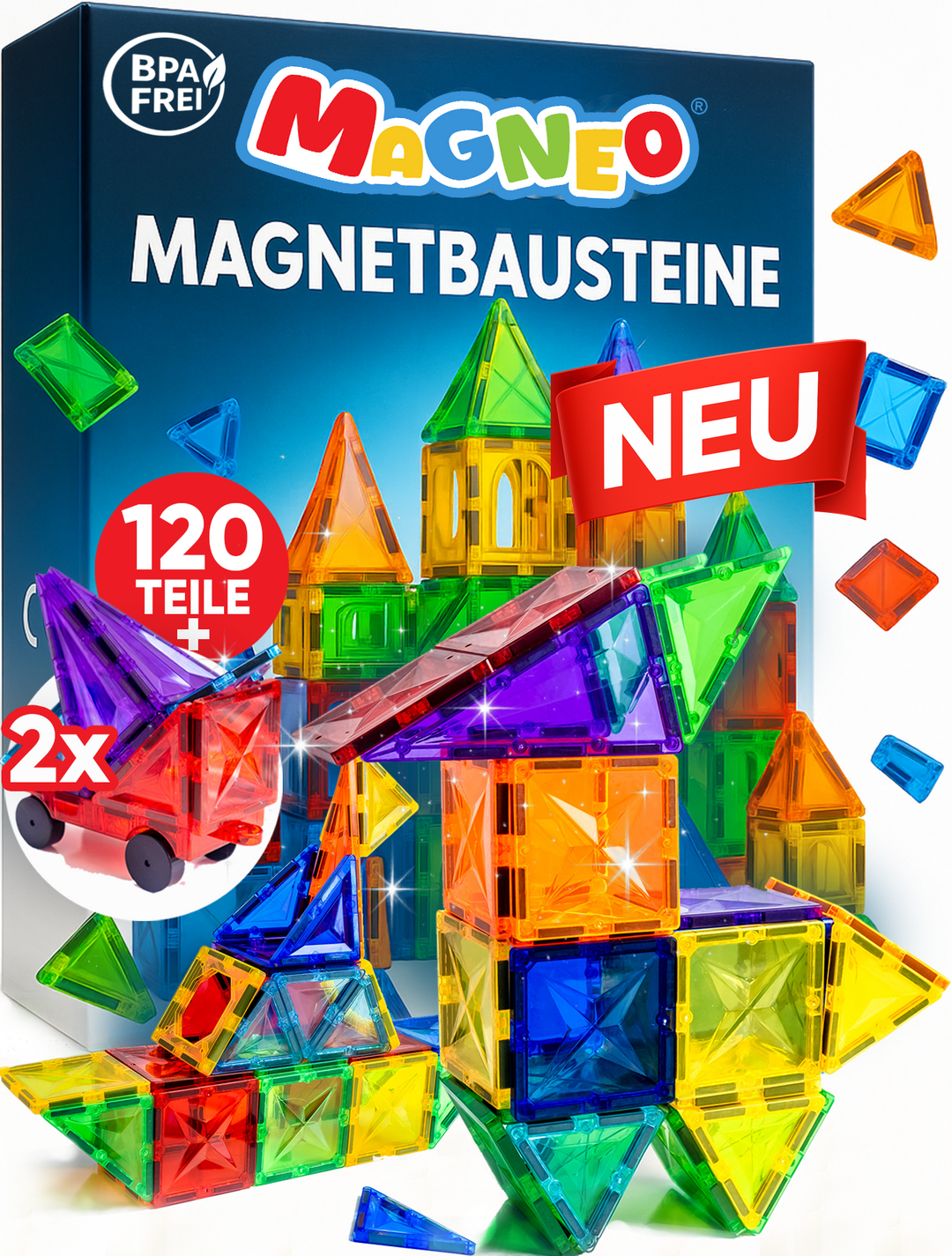 Magnetische Bausteine 120 Teile – Magneo PRO mit SafeCapsule Magneo - Magnetische Bausteine
