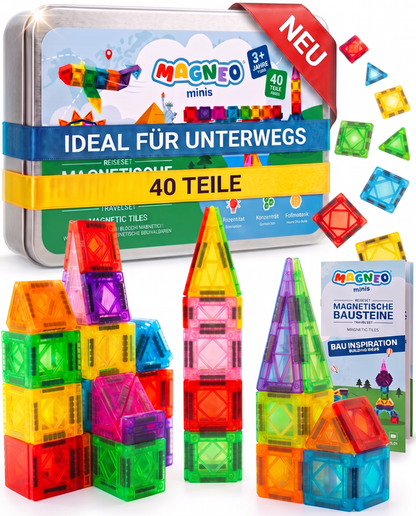 Reiseset Magnetische Bausteine - MAGNEO minis - ideal für unterwegs MAGNEO - Magnetische Bausteine