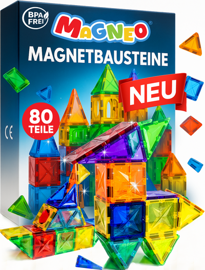 Magnetische Bausteine 80 Teile – Magneo PLUS mit SafeCapsule Magneo - Magnetische Bausteine