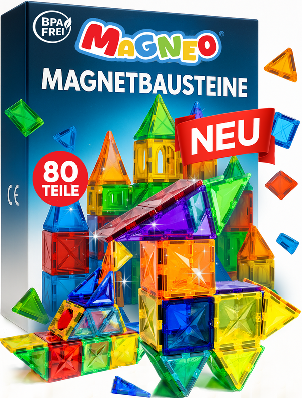 Magnetische Bausteine 80 Teile – Magneo PLUS mit SafeCapsule Magneo - Magnetische Bausteine