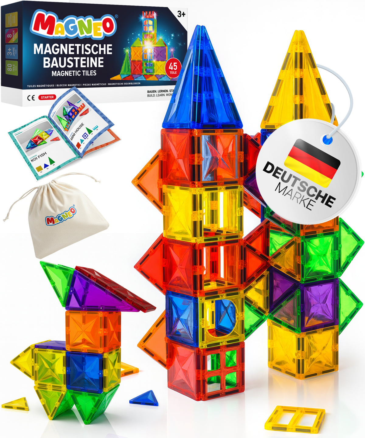Magnetische Bausteine 45 Teile – Magneo STARTER mit SafeCapsule Magneo - Magnetische Bausteine
