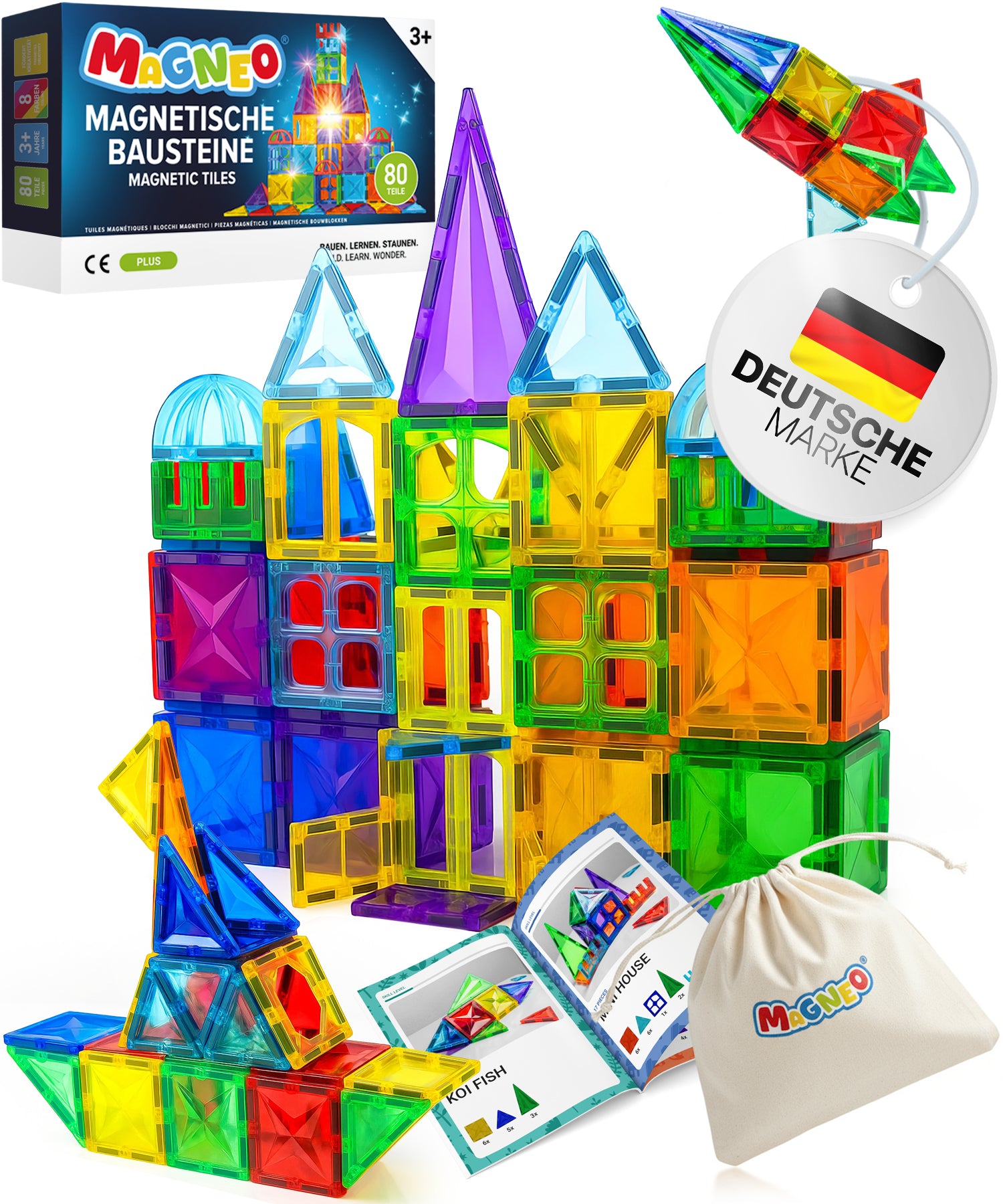 Magnetische Bausteine 80 Teile – Magneo PLUS mit SafeCapsule Magneo - Magnetische Bausteine