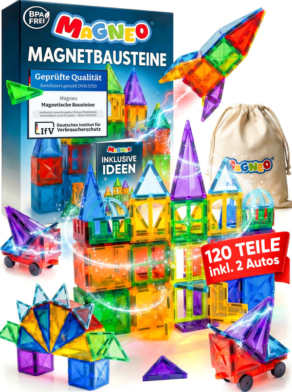 Magnetische Bausteine 120 Teile – Magneo PRO mit SafeCapsule Magneo - Magnetische Bausteine